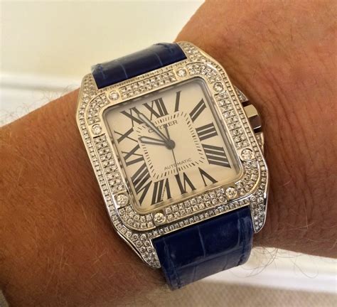 cartier santos 100 large diamond|santos 100 cartier price.